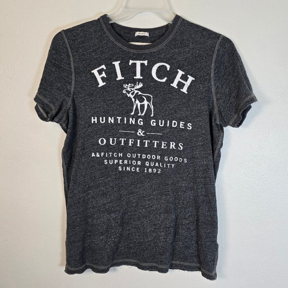 Abercrombie & Fitch Muscle T Shirt Men's M Gray Moose Hunting Guides Outdoors